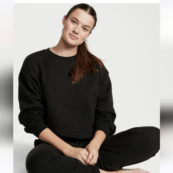 (JUST LISTED) NWT! VICTORIA'S SECRET BLACK DMNDTT COTTON FLEECE GYM SWEA… - Picture 8 of 12